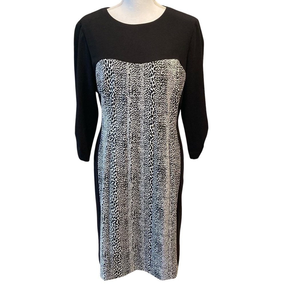 Alex Marie Black & White Cheetah Print Dress Size 14